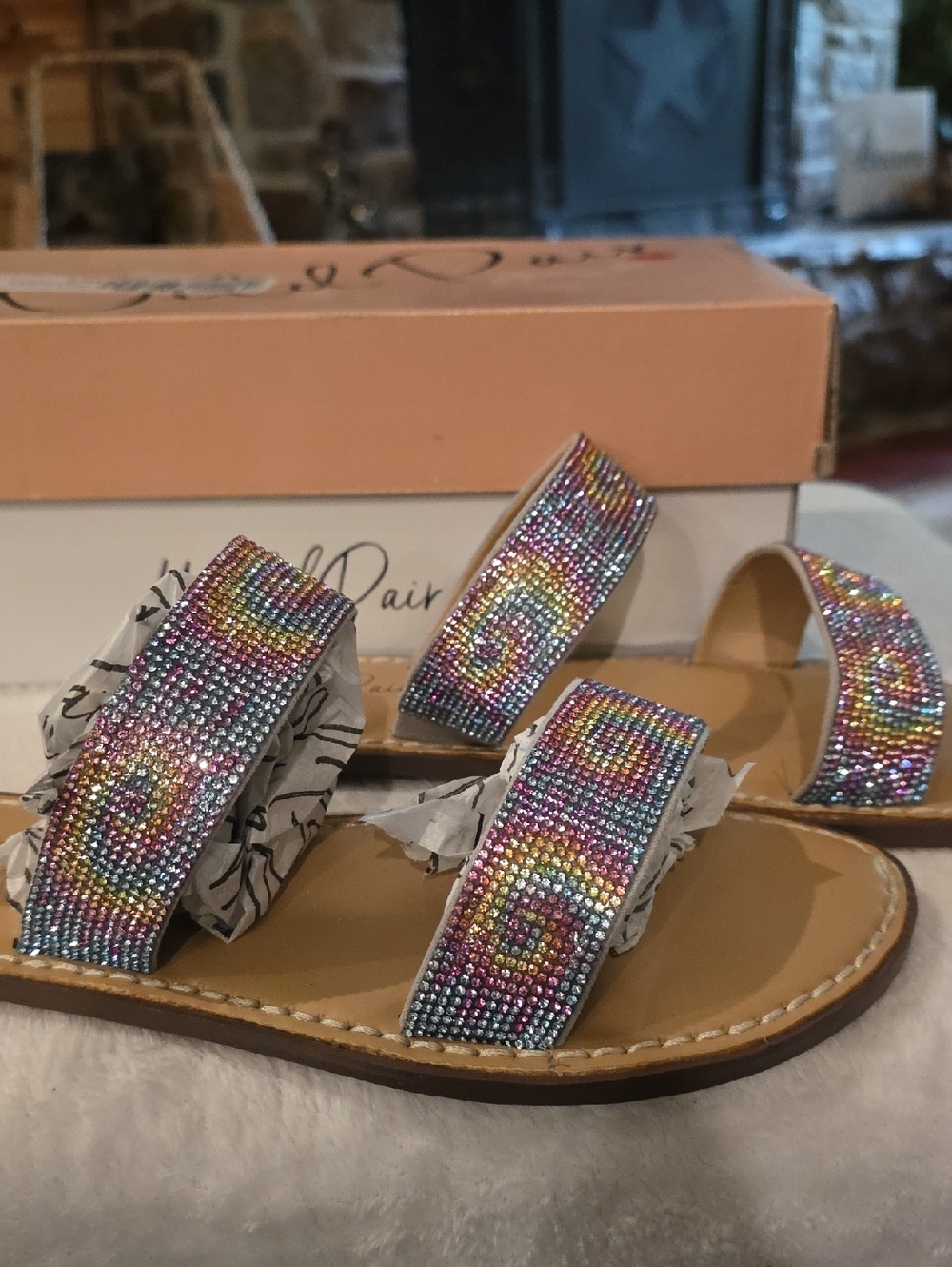 Wild Pair Multicolor Spiral Beaded Strap Sandals